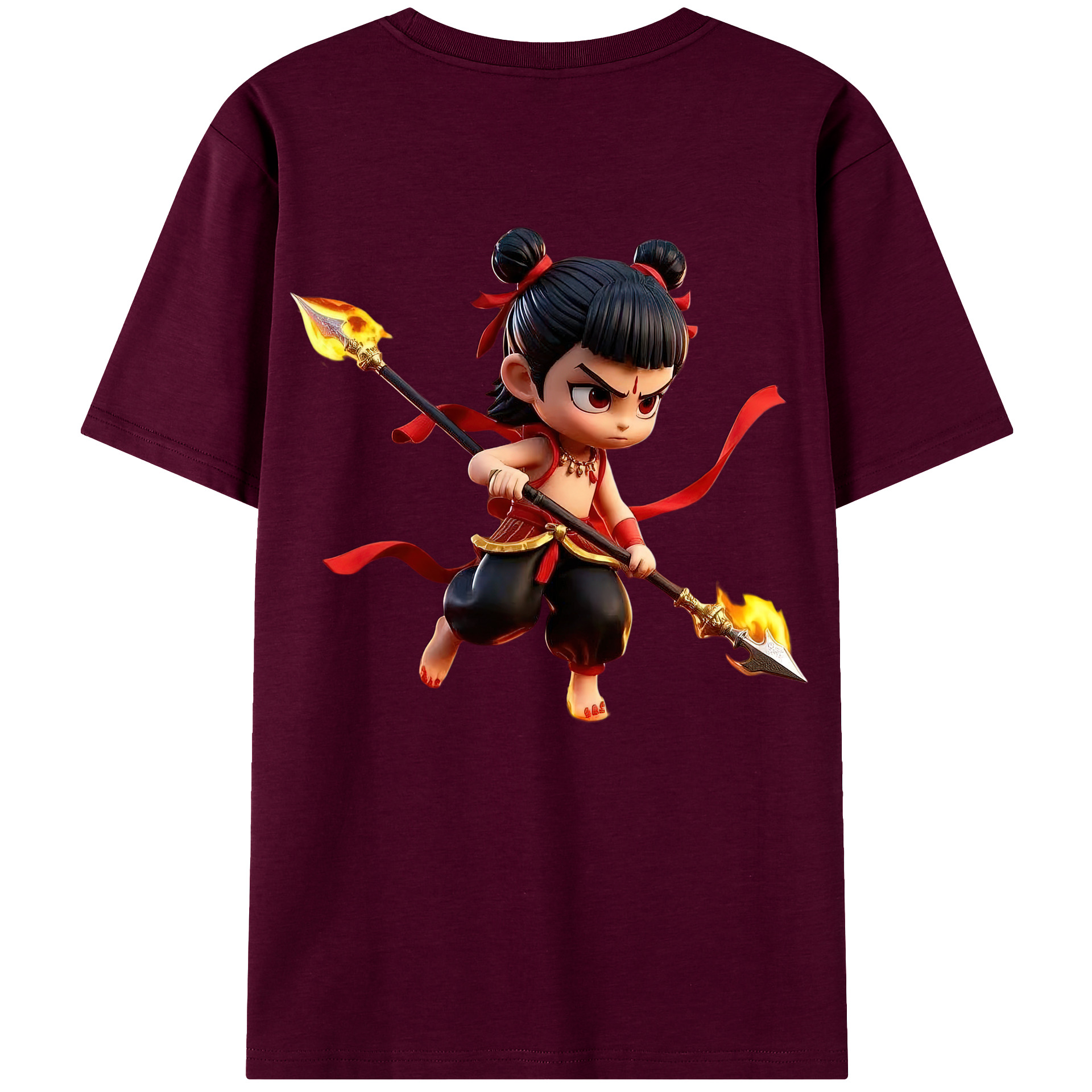 （画像用） Ne Zha 2 ナタ 魔童の大暴れ レディース半袖Tシャツ(バックプリント)